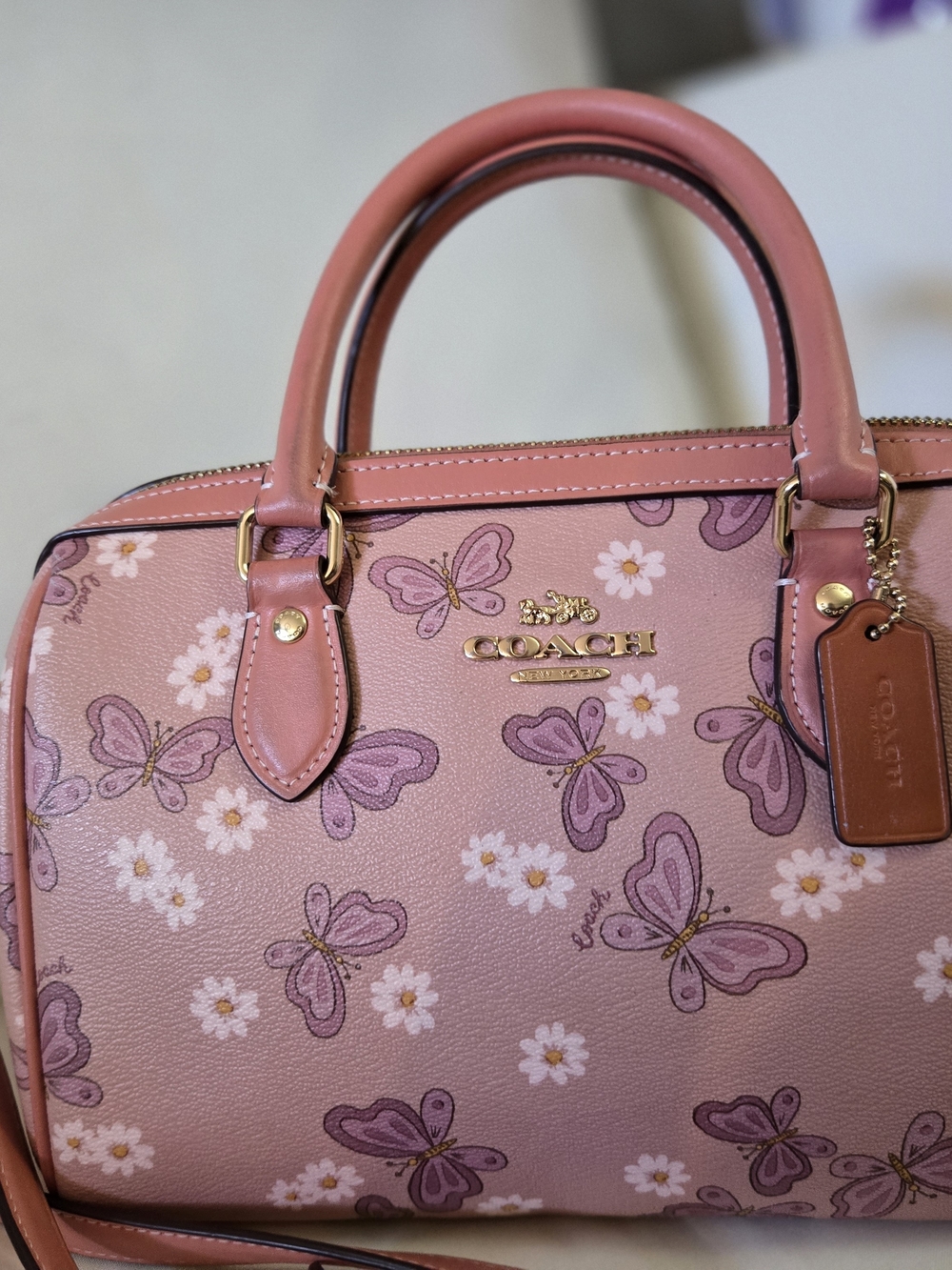 Coach Rowan Limited Edition Pink Butterfly Meadow Satchel Handbag - Picture 4 of 11